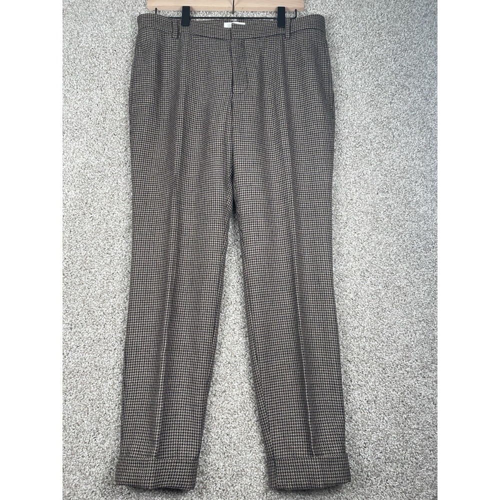 NWT Noa Noa Brown Houndstooth Trousers Cuffed Ankle Crop Pants EU 38 US 6 M
